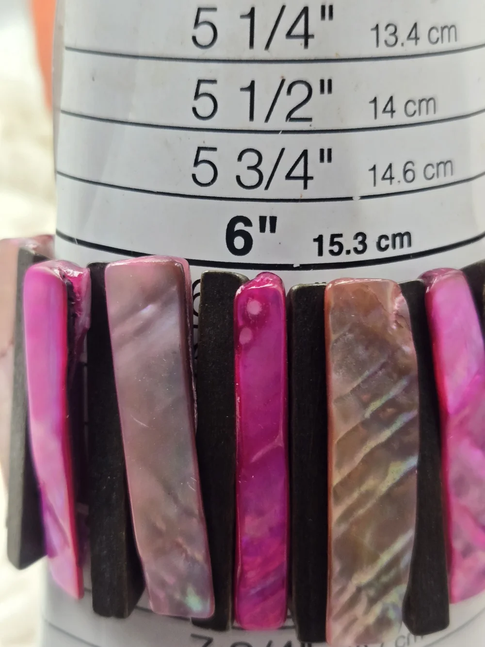 Purple Shell & Wood Stretch Bracelet